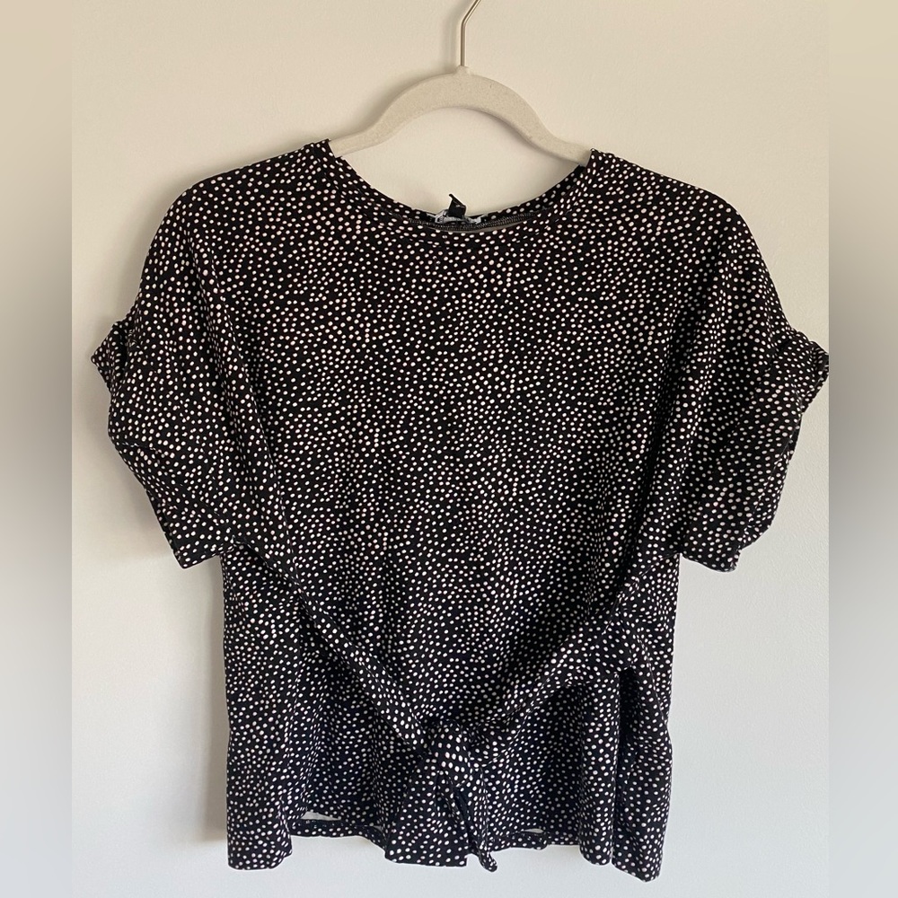 Express Women's Polka Dot Printed Top with Tie